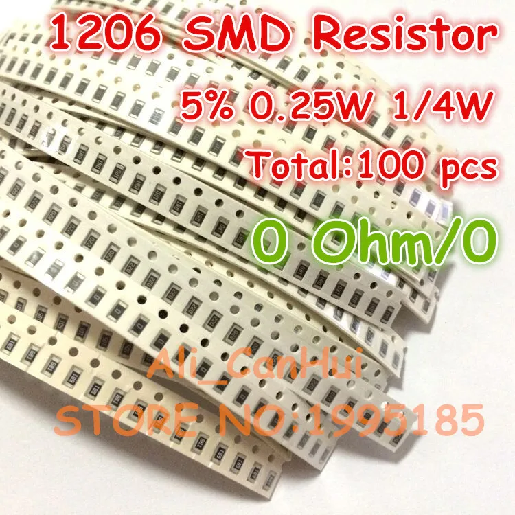 100 шт./лот 1206 5% 0 Ом 0R 1/4 Вт 25 SMD резистор 3 2*1 6 мм|resistor 0.25w|resistor 1/4wresistor ohm |