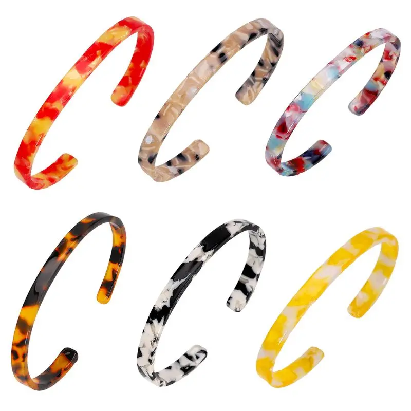 

Fashion Women Bracelets Acrylic Sheet Open Bracelet Simple Narrow Black White Marble Style Jewelry New