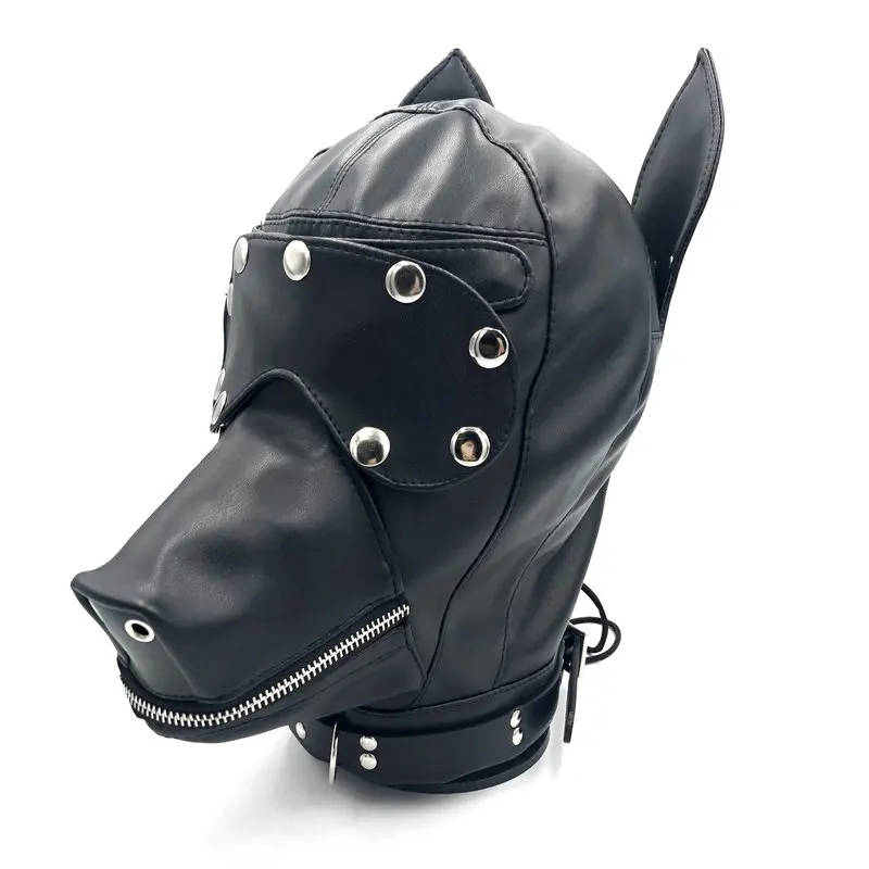 Кожаная маска Bdsm для собак повязка на голову бондажа Маскарадная БДСМ игрушки