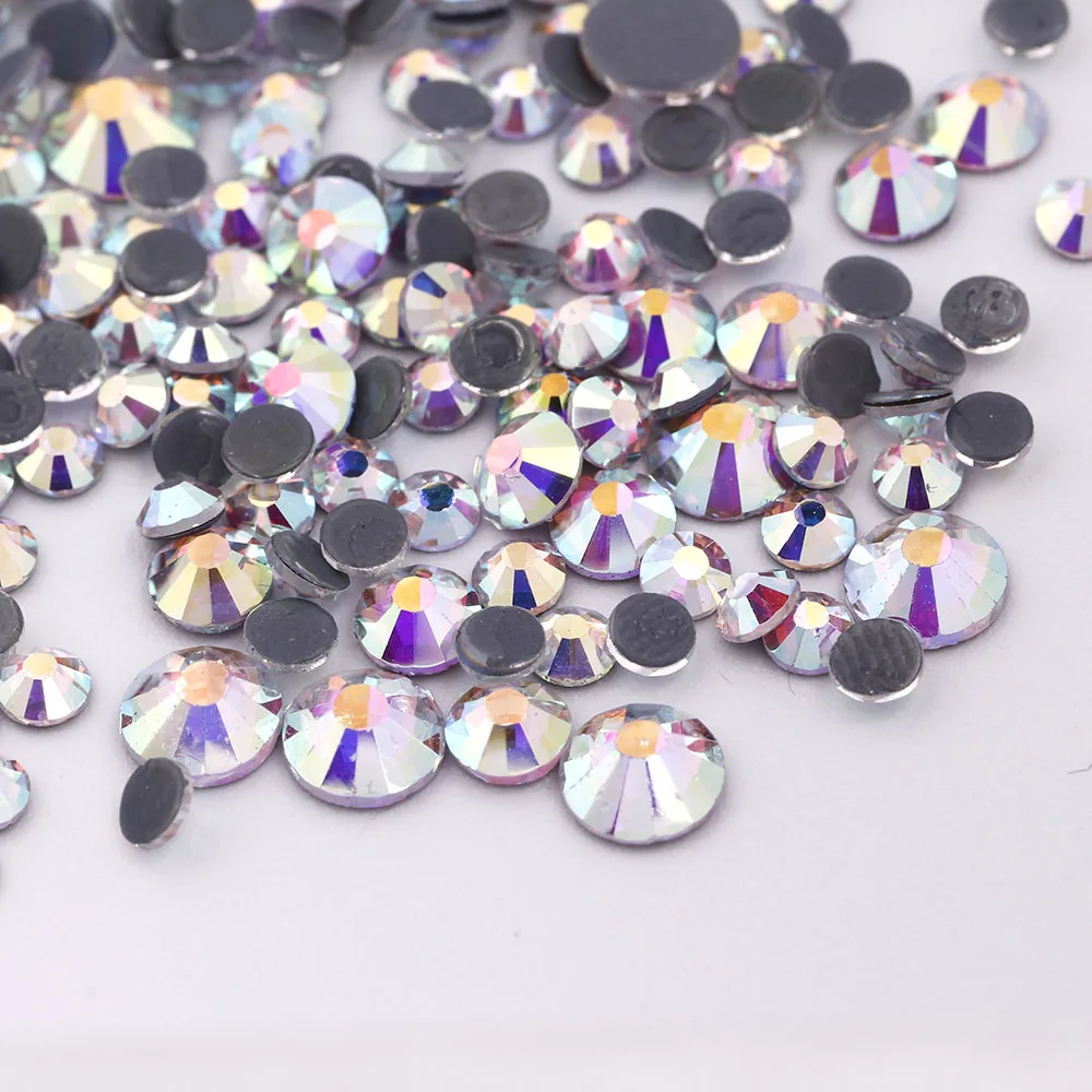 Mix Size TOP AAAAA quality Crystal AB Hot fix Rhinestones Flatback With