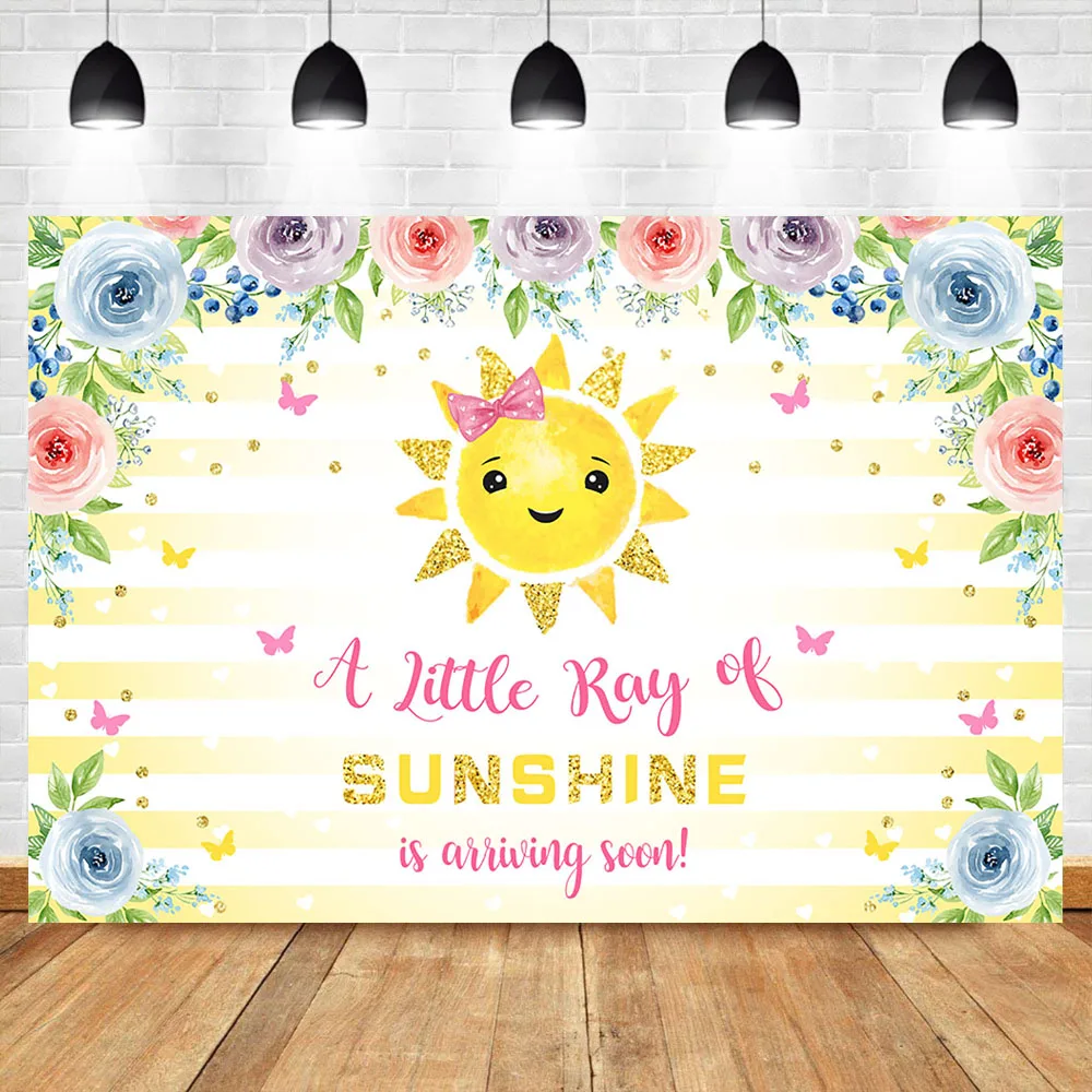 

NeoBack Sunshine Baby Shower Backdrop Vinyl Sunshine Is Arriving Soon Backdrops