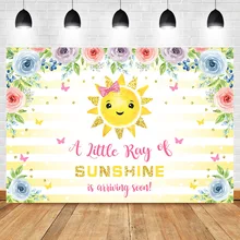 NeoBack Sunshine Baby Shower Backdrop Vinyl Sunshine Is Arriving Soon Backdrops shape sunshine