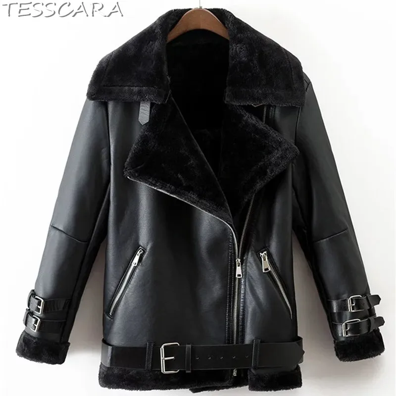 

TESSCARA Women Autumn Winter Fashion Basic Jacket Coat Female High Quality Leather Suede Windbreaker Overcoat Outerwear & Coats