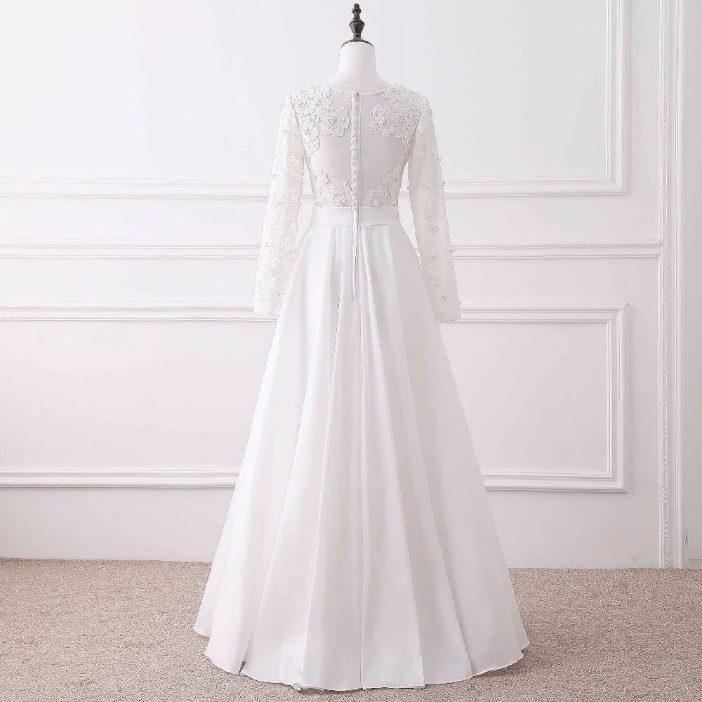 Ruthshen Vestidos De Novias Baratos 2018 Свадебные платья с длинными рукавами жемчугом цвета