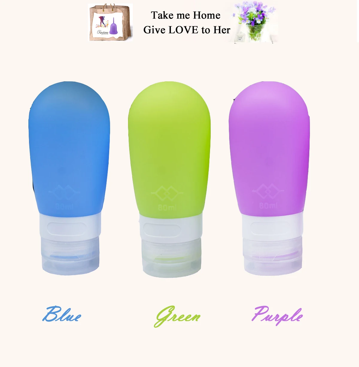 3Pcs 2017 Free Shipping Silicone Travel Bottles Squeezable & Refillable