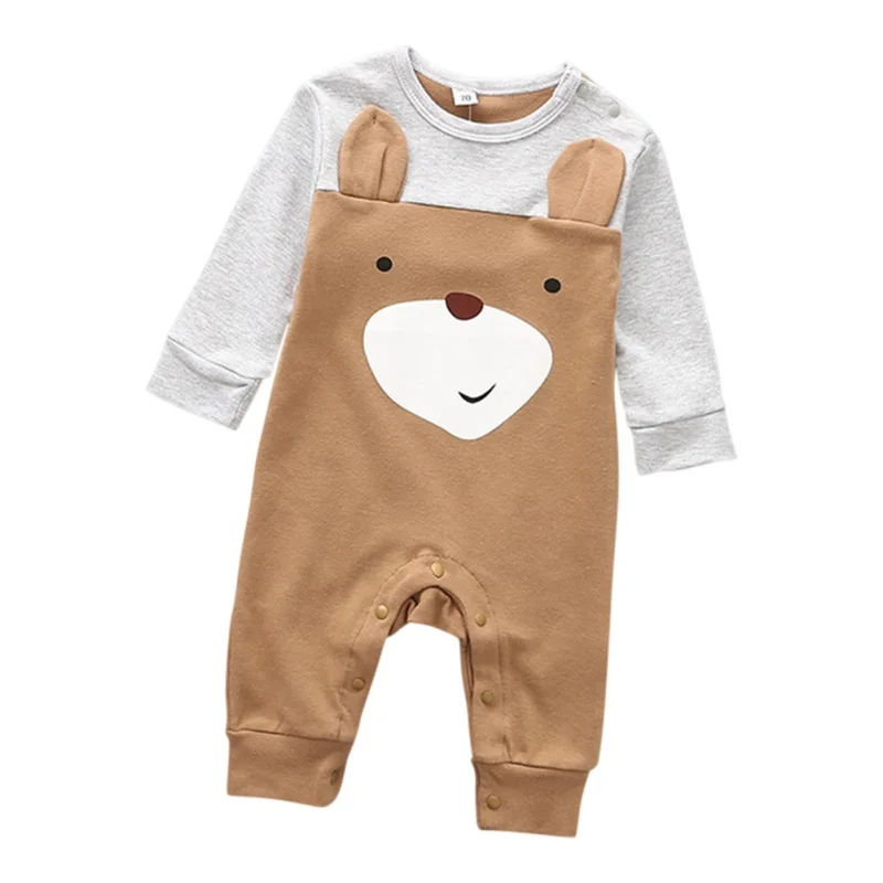 الطفل رومبير المولود الجديد الفتيان رومبير الفتيات Playsuits القطن طويلة الأكمام الحيوان الطفل ملابس الرضع منامة الملابس الداخلية 0-12 متر