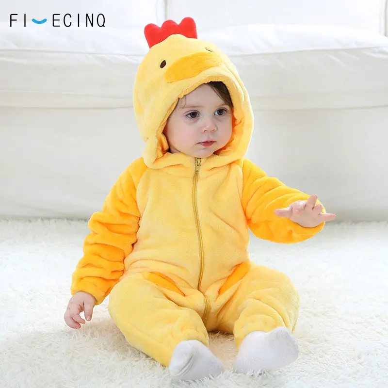 

Lovely Yellow Chick Kigurumi Baby Cosplay Costume Child Winter Warm Soft Flannel Animal Onesie Boy Girl Romper Party Funny Fancy