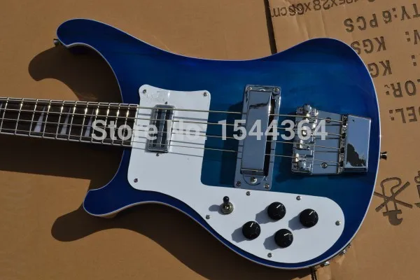 

blue left hand 4 string bass silver hardware Musical Instruments Free shipping