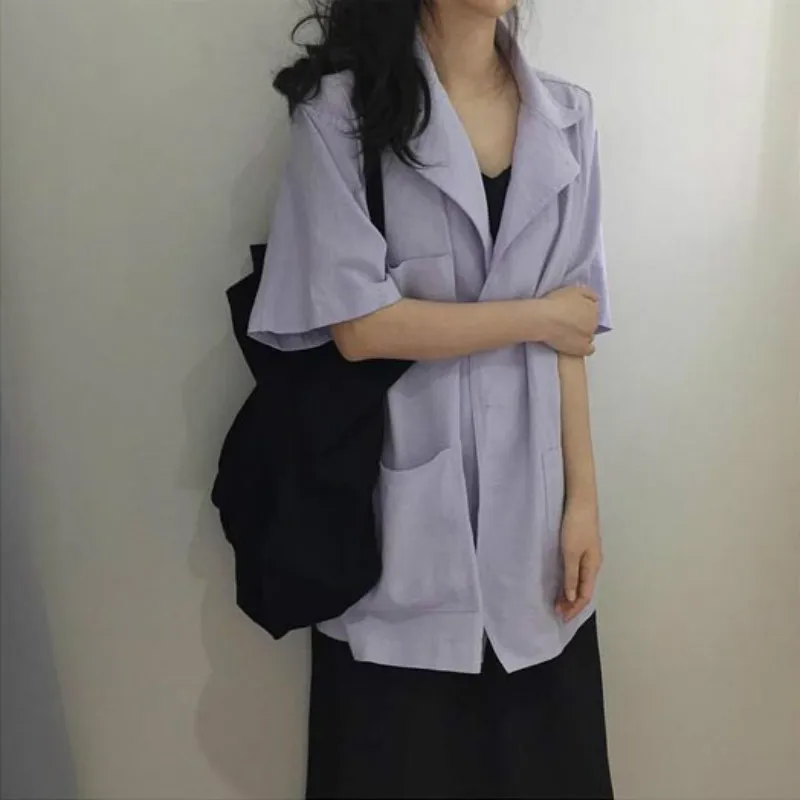 

Womens Summer Cotton Long Purple Tops with Belt Ladies Blouses Shirt Plus Size Blusas Haut Femme Bluzki Damskie Dames Kleding