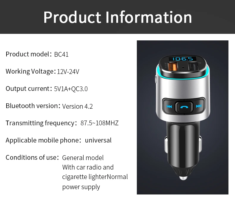 Универсальный беспроводной Bluetooth V4.2 MP3 музыкальный плеер Автомобильный fm-передатчик QC3.0 адаптер быстрой зарядки быстрое USB Автомобильное зарядное устройство