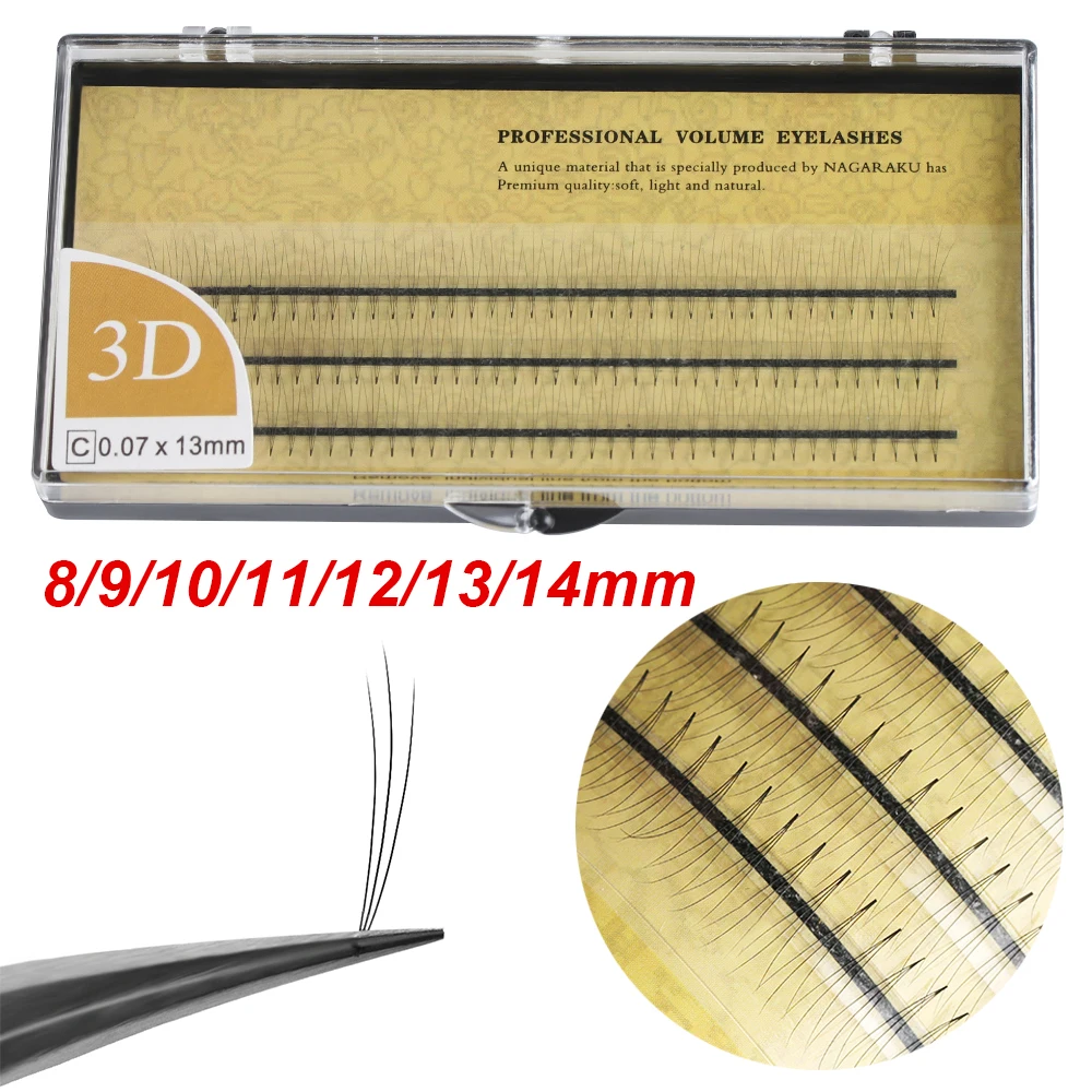 

1 Box Natural Professional 120Pcs Individual 3D Wave 0.07 C Black Faux Mink Hair Eyelashes Extension Long Fake Eye Lashes 8~14mm
