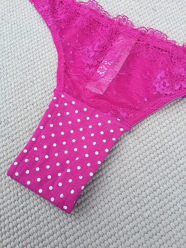 Voplidia T-back New Underwear Women Panties Sexy Women Thongs and G strings Pink Female Seamless Lace Dot Lingerie PM030