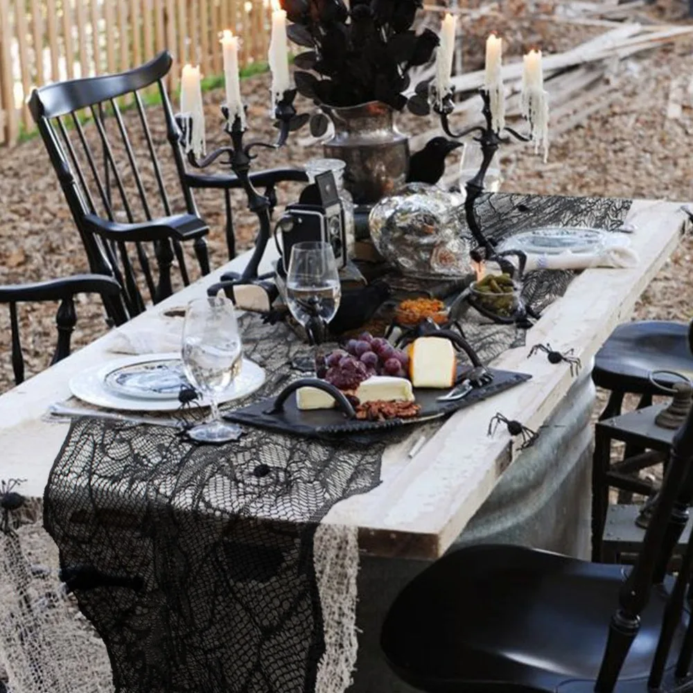 halloween party decoration black leaf table runners for party 18855cm tablecloth haunted house halloween decorations for home - Halloween Table Decor halloween party decoration black leaf table runners for party 18855cm tablecloth haunted house halloween decorations for home - Halloween Table Decor