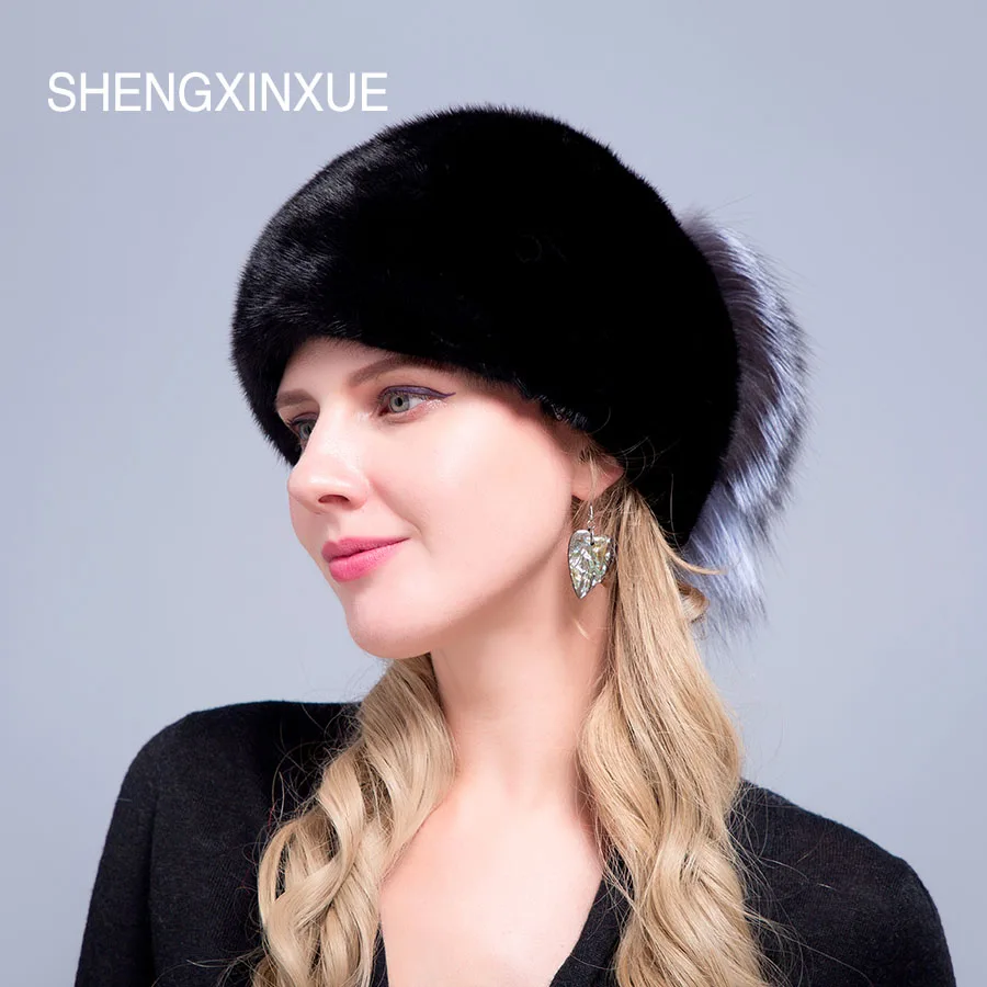 JIQIUZHANXUEFEI Новое поступление женские шапки меховая шапка из натуральной норки для женщин девочек помпон шапки хвосты