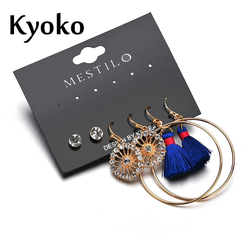 

Kyoko Design 3 pairs Set Tassel Earring Dangle Hollow Round Fringed Earring for Women Fashion Tassle Earrings Jewelry Gift