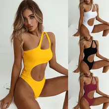 Сексуальный бикини с одним плечом, открытые купальные костюмы, женский цельный купальник, женский купальный костюм, пуш-ап, Мягкий Монокини Пляжная одежда