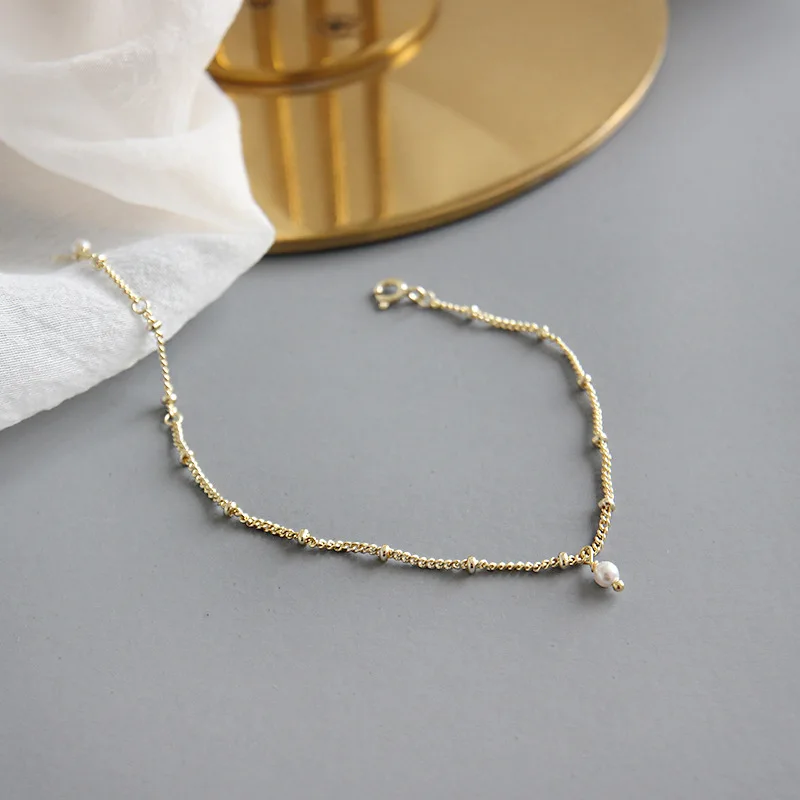 beads pearl bracelet woman silver bracelet 100% 925 Sterling Silver Jewelry fashion hypoallergenic bracelets for women gift