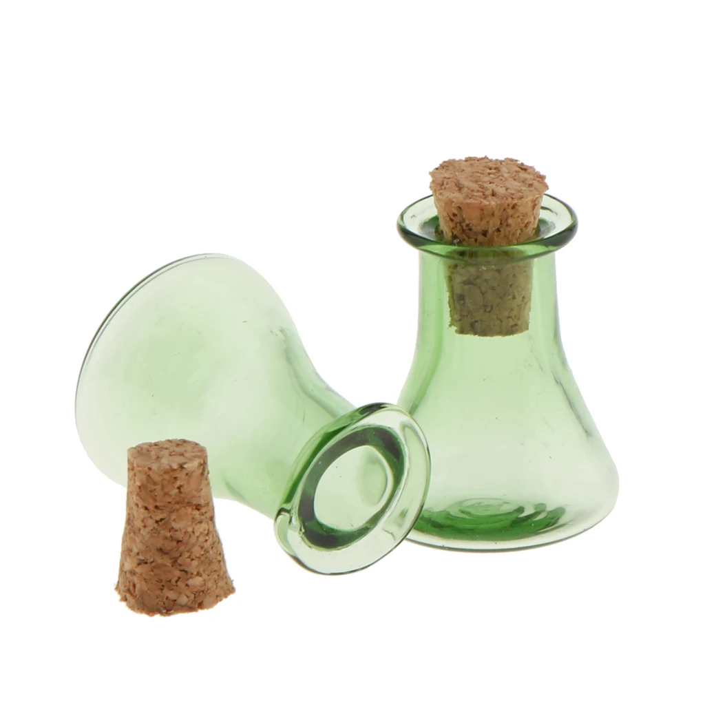 

10 Pcs Triangle Mini Colorful Cork Wishing Bottle Drift Bottle Necklace Glass Bottle DIY Pendant for Jewelry Making
