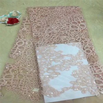 

2019 High Quality African Lace Fabric French Net Embroidery Sequins Tulle Lace Fabric For Nigerian Wedding Party Dress xc65-1577