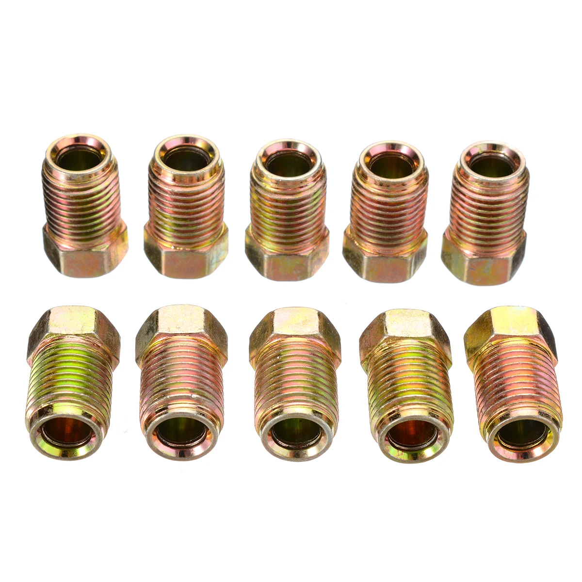 Mayitr 10pcs 10mm x 1mm Male Short Brake Pipe Screw Nuts for 3/16" Metric Pipe Car Styling Accessories