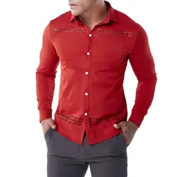 Модные мужские осенние повседневные рубашки 2019 с длинным рукавом с отложным воротником офисная рубашка шифоновая блузка рубашка