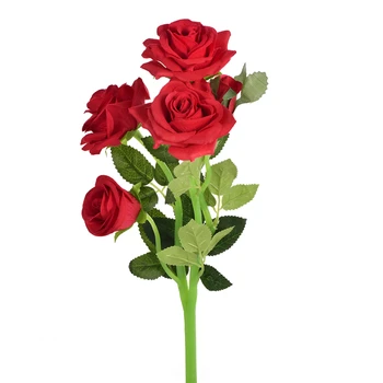 

4Heads Rose Artificial Flowers Real Touch Rose Flowers for Home Christmas Wedding Decoration Party Birthday Mother's Day Gift