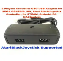 2 игроков контроллер OTG USB адаптер для Sega Genesis, md, Atari blackjoystick контроллер, для пара, android, PC, macsystem