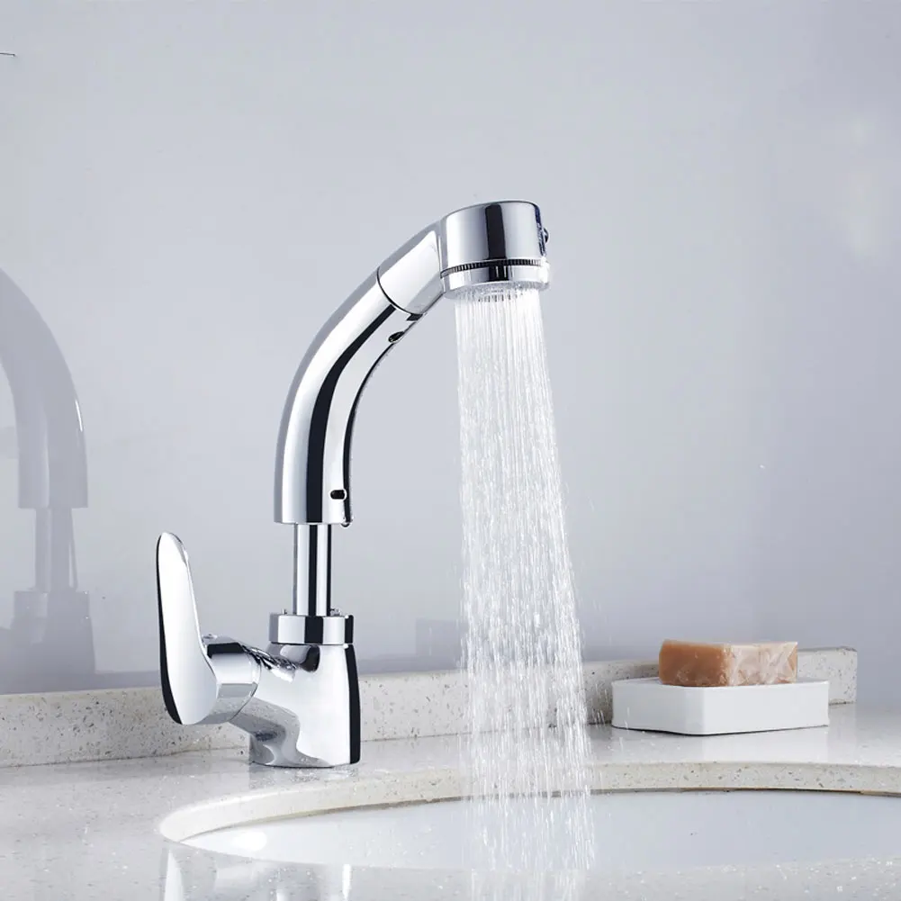  New Adjustable Kitchen Bathroom Wash Basin Faucet Retractable Handheld Spring Tap - 32963424115