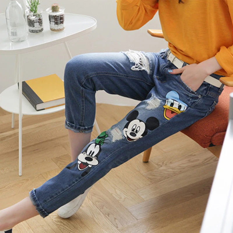 High quality 2016 New summer jeans for women's plus size cartoon