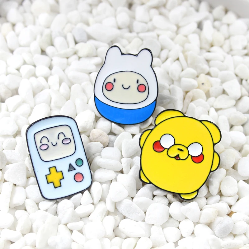 Cartoon Anime Finn and Jack game handle Enamel brooch Cute animated animal  badge Denim leather backpack lapel pin Gift for child|Trâm Cài| - AliExpress