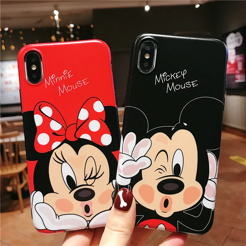 

Minnie Mickey Mouse Case For iPhone 6 6S 7 8 Plus XS Max Matte Conque For iPhone 7 5 5S SE Soft Silicon Funda For iPhone X XR