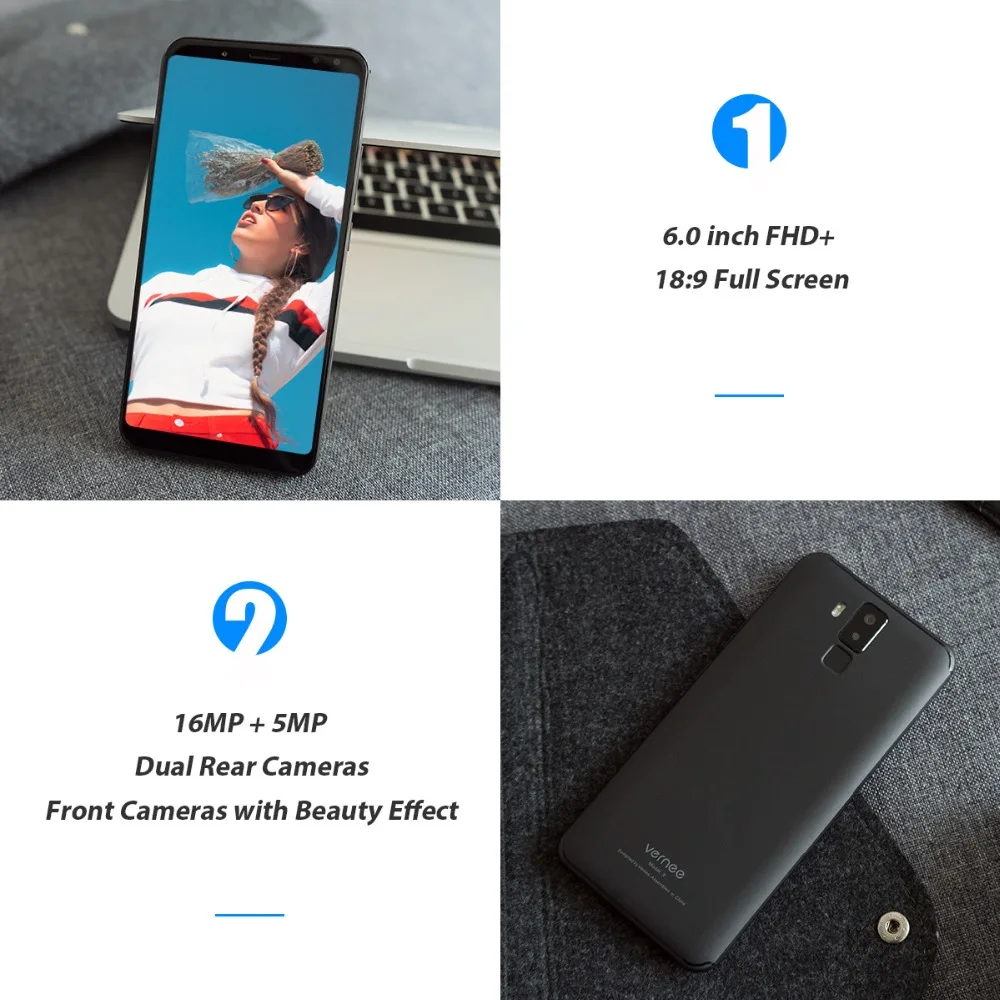 Vernee X 6.0 Inch 18:9 FHD Full Screen Smartphone 4G LTE Face ID 4GB RAM 64GB ROM MTK6763 Octa Core 16.0 MP 6200mAh Mobile Phone