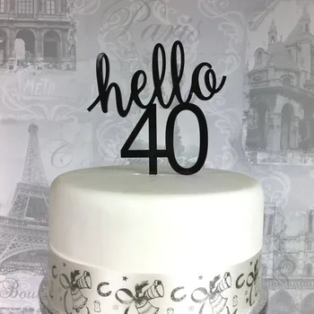

Customized Age Birthday Cake Topper Hello 40 Birthday Celebration Cake Accessory Birthday Party Cake Decoration Topper Supplies