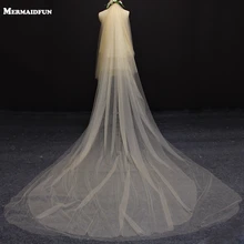Реальные фотографии 4 слоя 3 метра цвет шампанского длинный гребень для свадьбы вуаль элегантная Фата невесты