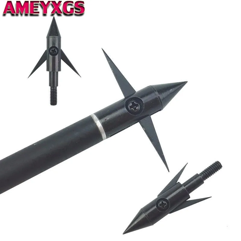 6/12Pcs Archery Bowfishing Arrowheads Tips Broadheads Point 140 Grain