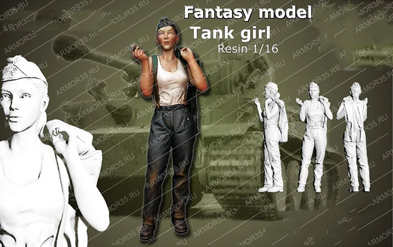 

1/16 SUMMER STAND TANK GIRL toy Resin Model Miniature resin figure Unassembly Unpainted