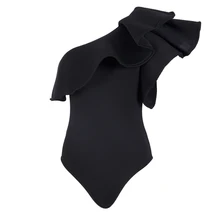 Летние женские сексуальные гофрированные пляжные Вечерние боди с одним плечом, купальные костюмы