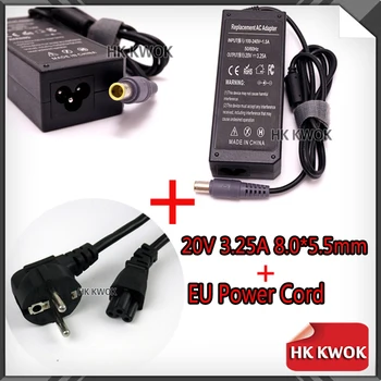 

EU Power Cord + 20V 3.25A AC Adapter Charger For lenovo Notebook N108 Z60 Z60M Z60T Z61e Z61m 8.0 * 5.5mm Laptop Power Supply