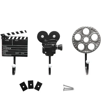 

3 Pieces/Set Equipment Design Metal Storage Hooks Movie Music Maker Styles Resin Hooks Wall Mounted Film