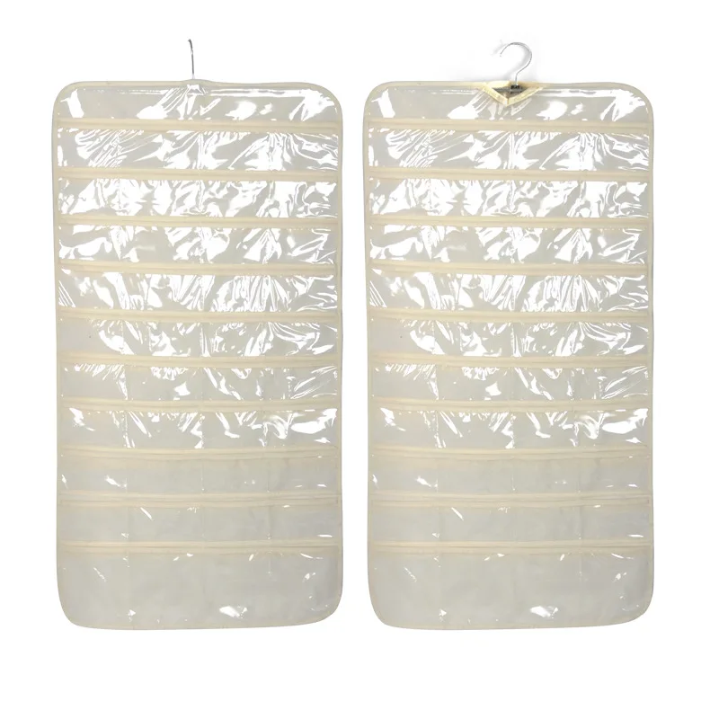 Hot Fashion 80 Compartments Hanging Storage Bag Jewelry Earring Necklace Brooch Bag Closet Display Visible Non-woven Fabrics PVC (2)