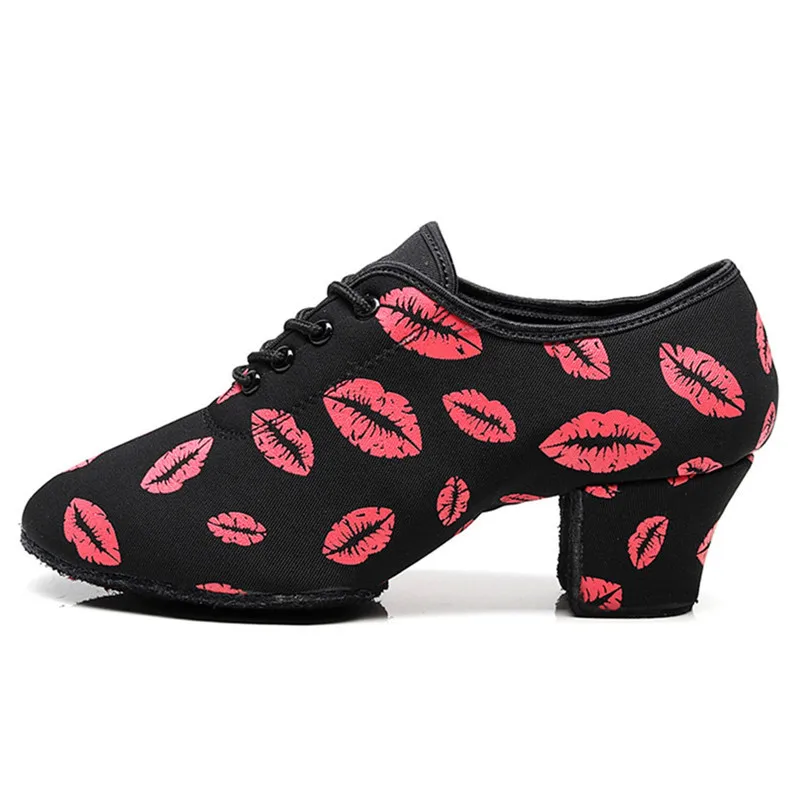 SUN LISA/женские туфли-оксфорды с красными губами и кожаной подошвой на не сужающемся книзу массивном каблуке; Современная танцевальная обувь для сальсы и латинских танцев