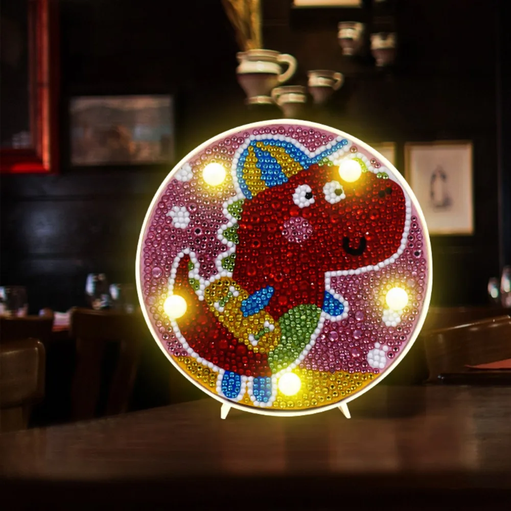 

DIY LED Diamond Painting Light Cute Animal Embroidery Full Round Drill Light Ornament Decoration Lamp for Living Room Bedroom