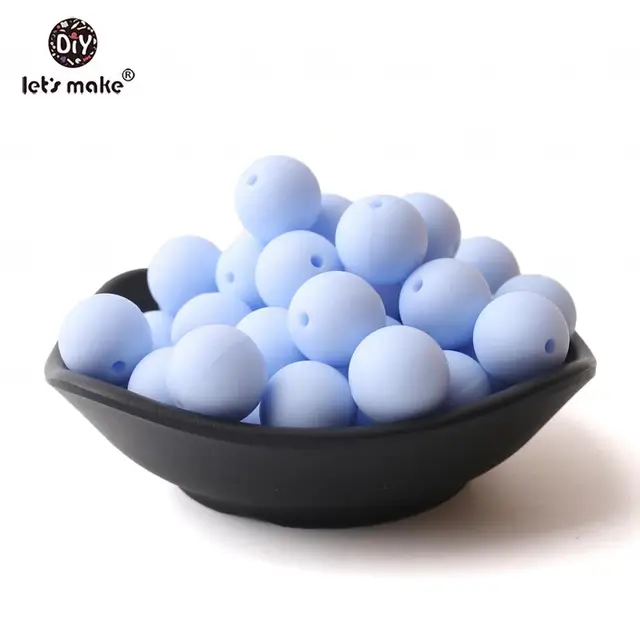 Let's make 50pcs Silicone Beads 12mm Eco-friendly Sensory Teething Necklace Food Grade Mom Nursing DIY Jewelry Baby Teethers candy blue