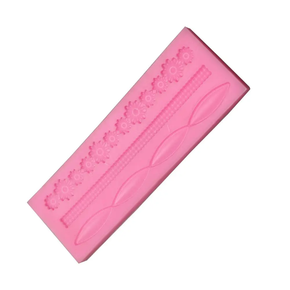 3D Lace Flower Bead Chain Silicone Fondant Mould Cake Decorating 3 3