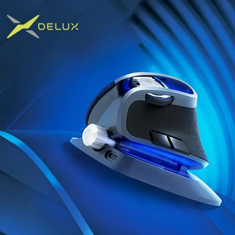 DELUX M618X Беспроводная+ Bluetooth мышь эргономичная Вертикальная мышь оптическая технология слежения 20 градусов регулируемая для компьютера