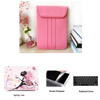 

Laptop Shell Hard Case Cover+Sleeve bag+Keyboard Cover+Screen Protetctor for Apple Macbook Air 11 13 Pro Retina 12 13 15 inch