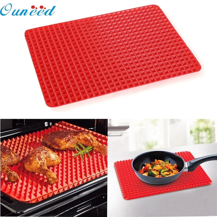 

Ouneed Lovely pet Pyramid Pan Non Stick Fat Reducing Silicone Cooking Mat Oven Baking Tray Sheets oct1031
