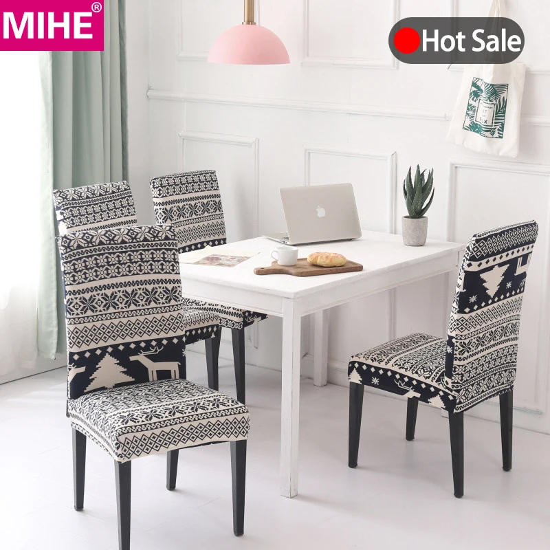 

4 Pieces Printing Chair Covers Spandex Stretch Elastic Slipcovers Plain Removable Chair Cover Kitchen Dining Room Banquet YZT15