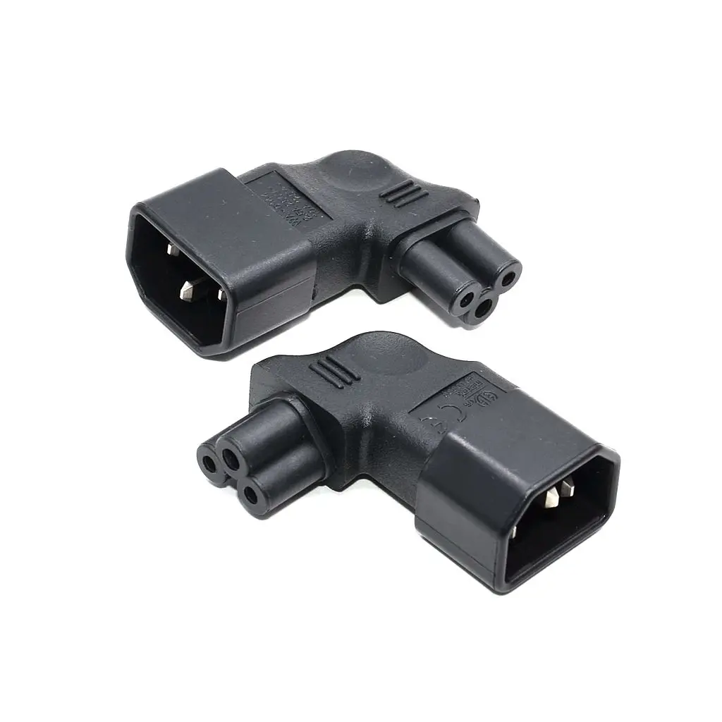 IEC 320 C14 to IEC C5 Angled AC Power Adapter C5 to C14 Left Angled AC Adaptor
