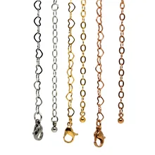 Carvort 16 2 316L Stainless steel heart link chains for floating charm glass locket